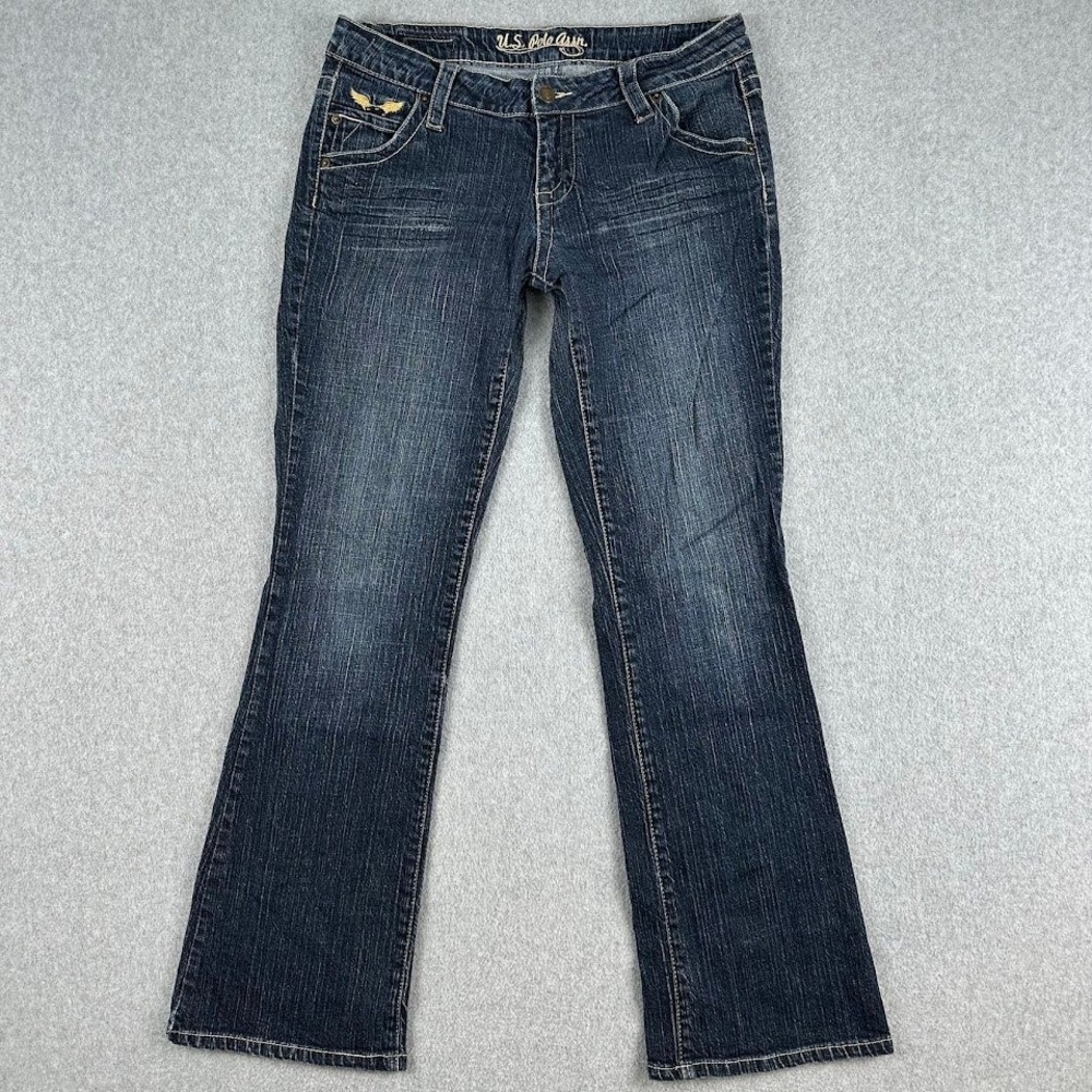 US Polo Assn Womens Jeans Bootcut Dark Wash Embroidered Wings‎ Rock N Roll 9/10